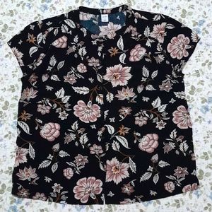 Black Floral Print Blouse